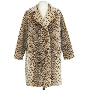 1960s Leopard Print Faux Fur Coat - Beige/Black